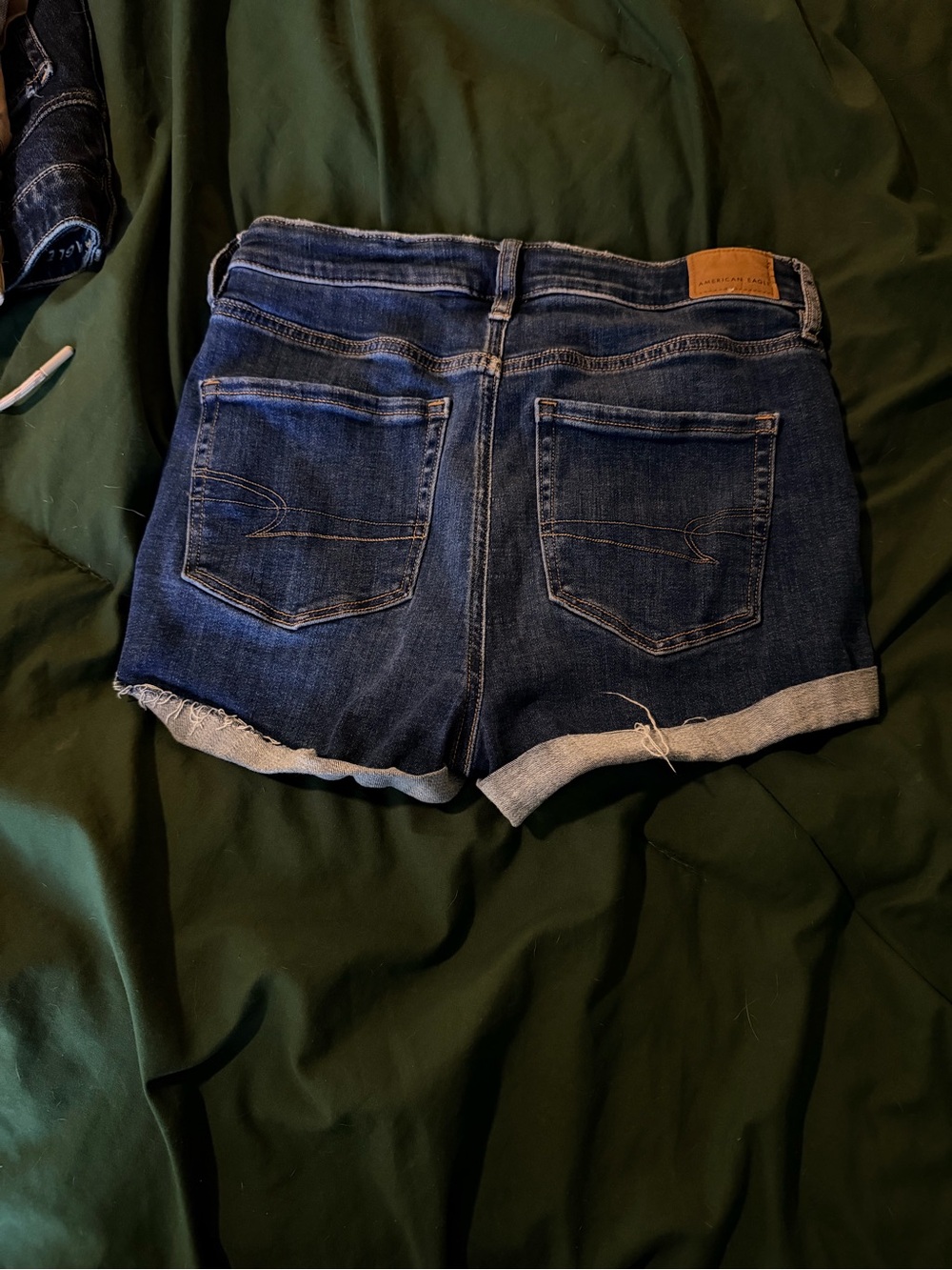 American Eagle Outfitters Dark Blue Denim Rolled-Hem Women’s Shorts
